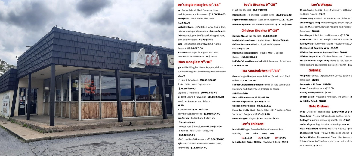 Lee's Hoagie House Menu
